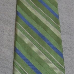 Michael Kors Men's Green and Blue Striped Necktie